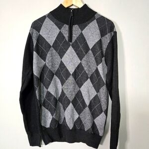 Men's Argyle Sweater - Black and Gray, large,  no tag for brand.